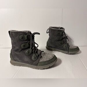 Sorel Explorer Joan boots winter gray suede women size 6.5